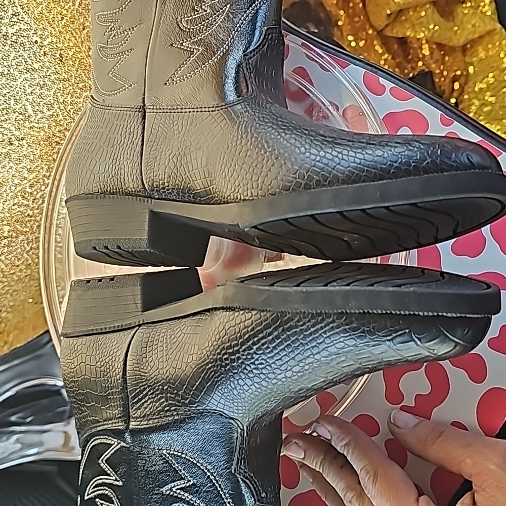 I New w/ o tags SmartFit black cowboy boots New wild western kicks boys sz 4 - Picture 8 of 9